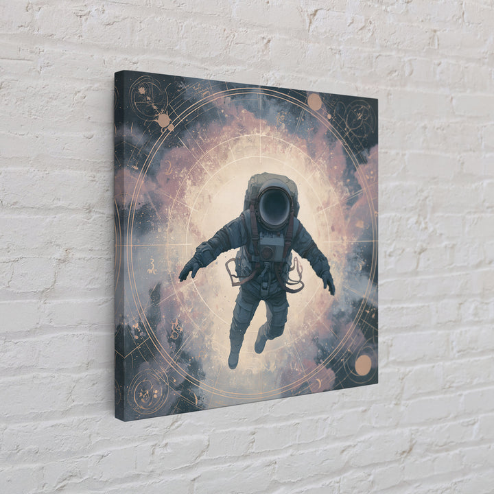 Astronaut Floating Near a Glowing Galaxy Canvas Print, Space Art, Painting, Spa Decor, Fine Art, Serenity, Canvas Wall Art, SAR-1x1-99