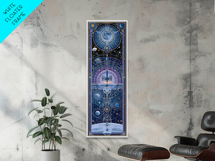 Space Station Silhouetted by Sunrise Canvas Print, Space Art, Art Prints, Spa Decor, Oil Painting, Serenity, Abstract Wall Art, SAR-1x3-12