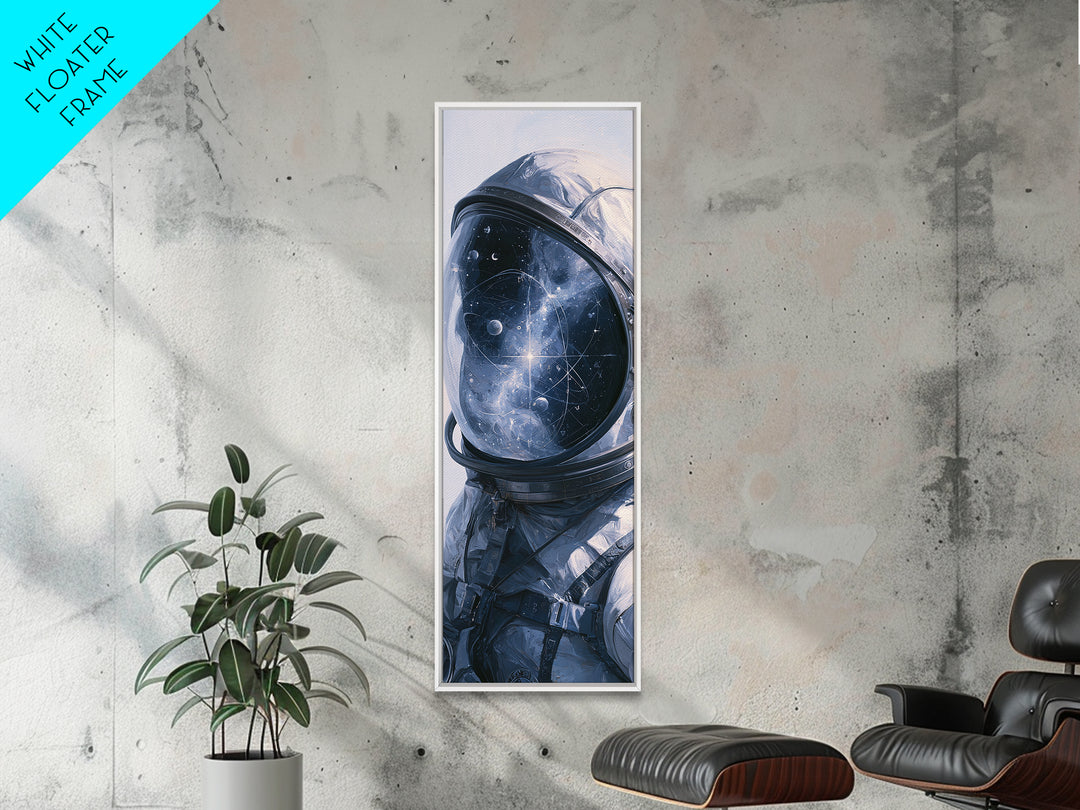 Astronaut Helmet Reflecting a Nebula Framed Canvas Print, Space Art, Canvas Wall Art, Spa Decor, Serenity, Gallery Decor, SAR-1x3-52