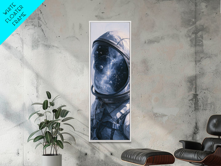 Astronaut Helmet Reflecting a Nebula Framed Canvas Print, Space Art, Canvas Wall Art, Spa Decor, Serenity, Gallery Decor, SAR-1x3-52