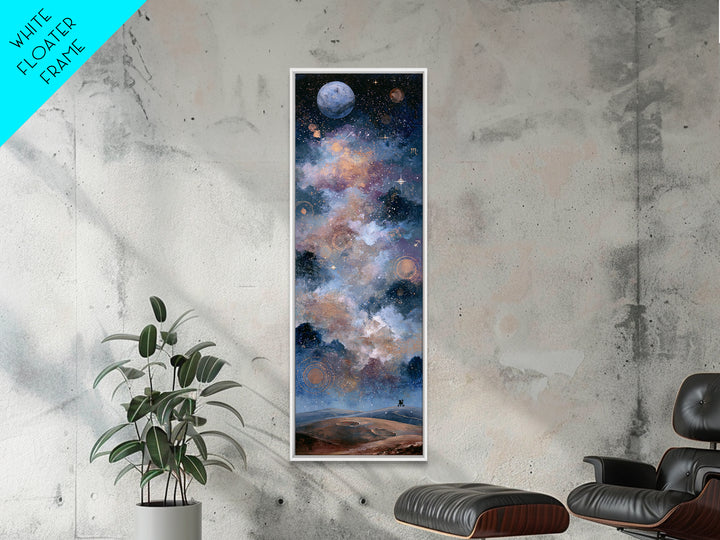 Mars Landscape with Tiny Rover Silhouette Framed Canvas Print, Space Art, Room Decor, Spa Decor, Serenity, Printable Art, SAR-1x3-69