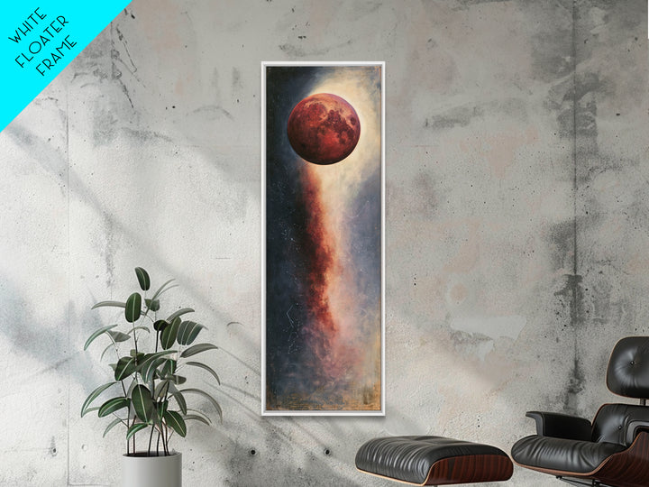 Lunar Eclipse in Deep Red Tones Framed Canvas Print, Space Art, Contemporary Art, Spa Decor, Fine Art, Serenity, SAR-1x3-71