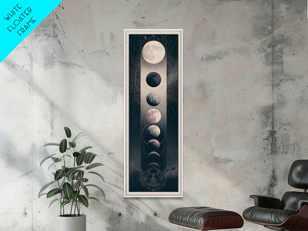 Moon Phases in Elegant Monochrome Canvas Print, Space Art, Art Print, Spa Decor, Fine Art, Serenity, Modern Wall Art, SAR-1x3-77