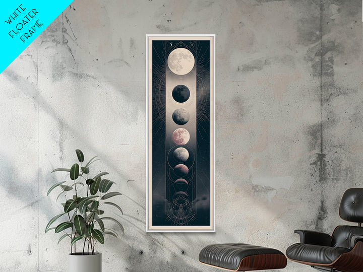 Moon Phases in Elegant Monochrome Canvas Print, Space Art, Art Print, Spa Decor, Fine Art, Serenity, Modern Wall Art, SAR-1x3-77