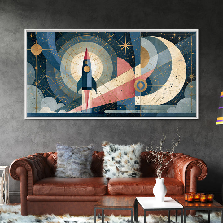 Retro Space Poster Canvas Print, Space Art, Canvas, Spa Decor, Fine Art, Serenity, Living Room Wall Art, Retro Wall Art, SAR-2x1-17