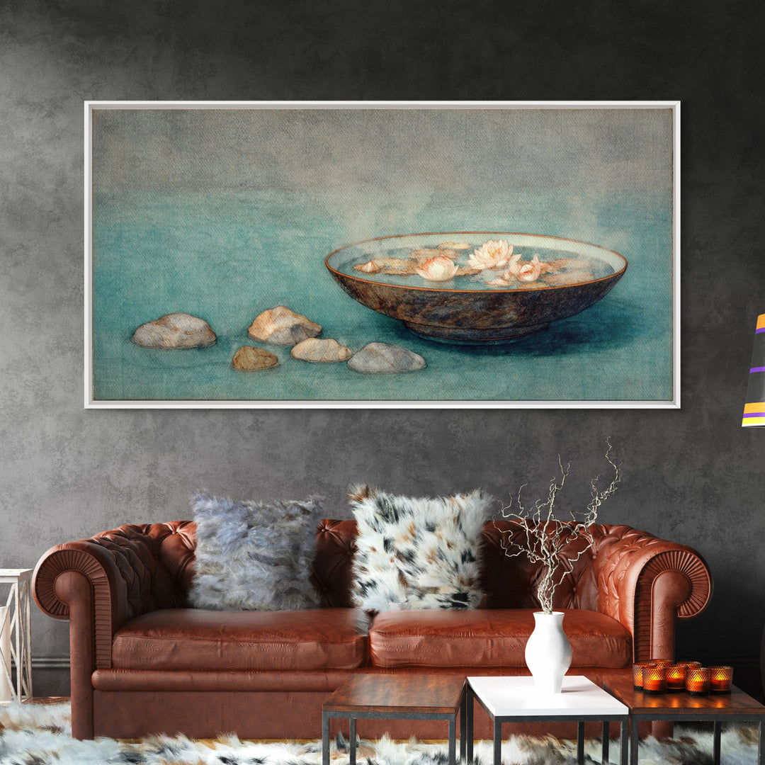 Meteor Shower over Black Sky Framed Canvas Print, Space Art, Minimalist Wall Art, Spa Decor, Fine Art, Serenity, Home Decor, SAR-2x1-19