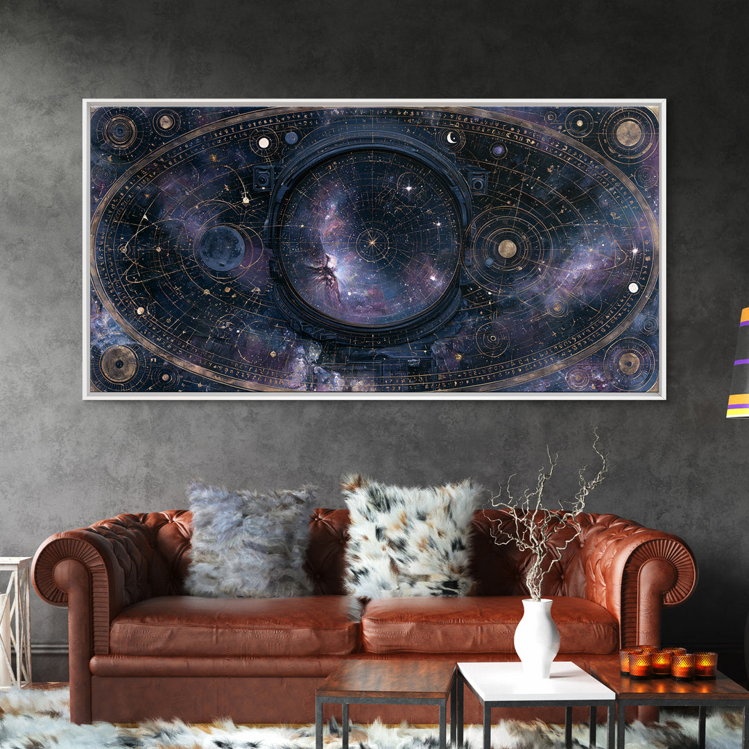 Astronaut Helmet Reflecting a Nebula Framed Canvas Print, Space Art, Room Decor, Spa Decor, Oil Painting, Serenity, SAR-2x1-60