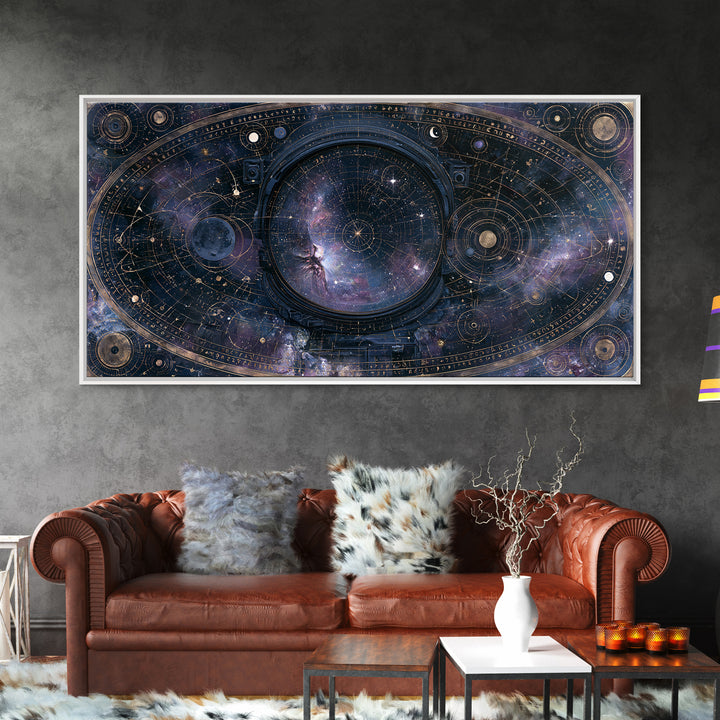 Astronaut Helmet Reflecting a Nebula Framed Canvas Print, Space Art, Room Decor, Spa Decor, Oil Painting, Serenity, SAR-2x1-60
