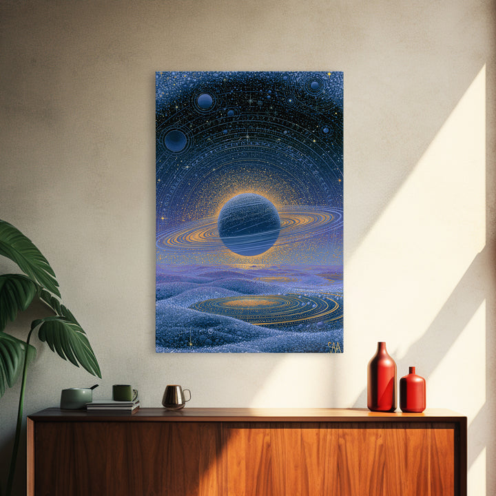 Ringed Planet Rising Canvas Print, Space Art, Wall Decor, Spa Decor, Fine Art, Serenity, Large Wall Art, Canvas Wall Art, SAR-2x3-10