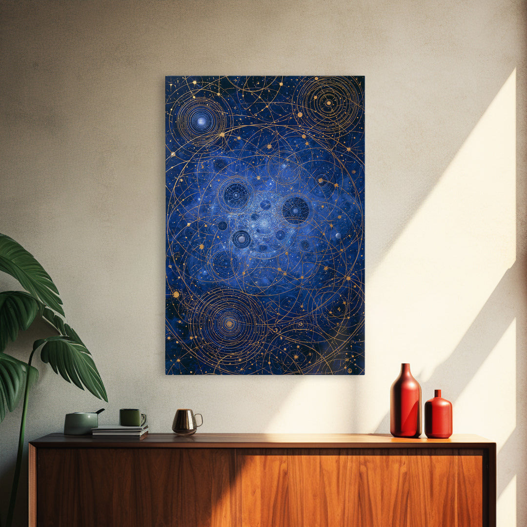 Distant Star Cluster Framed Canvas Print, Space Art, Digital Wall Art, Spa Decor, Fine Art, Serenity, Abstract Painting, SAR-2x3-100