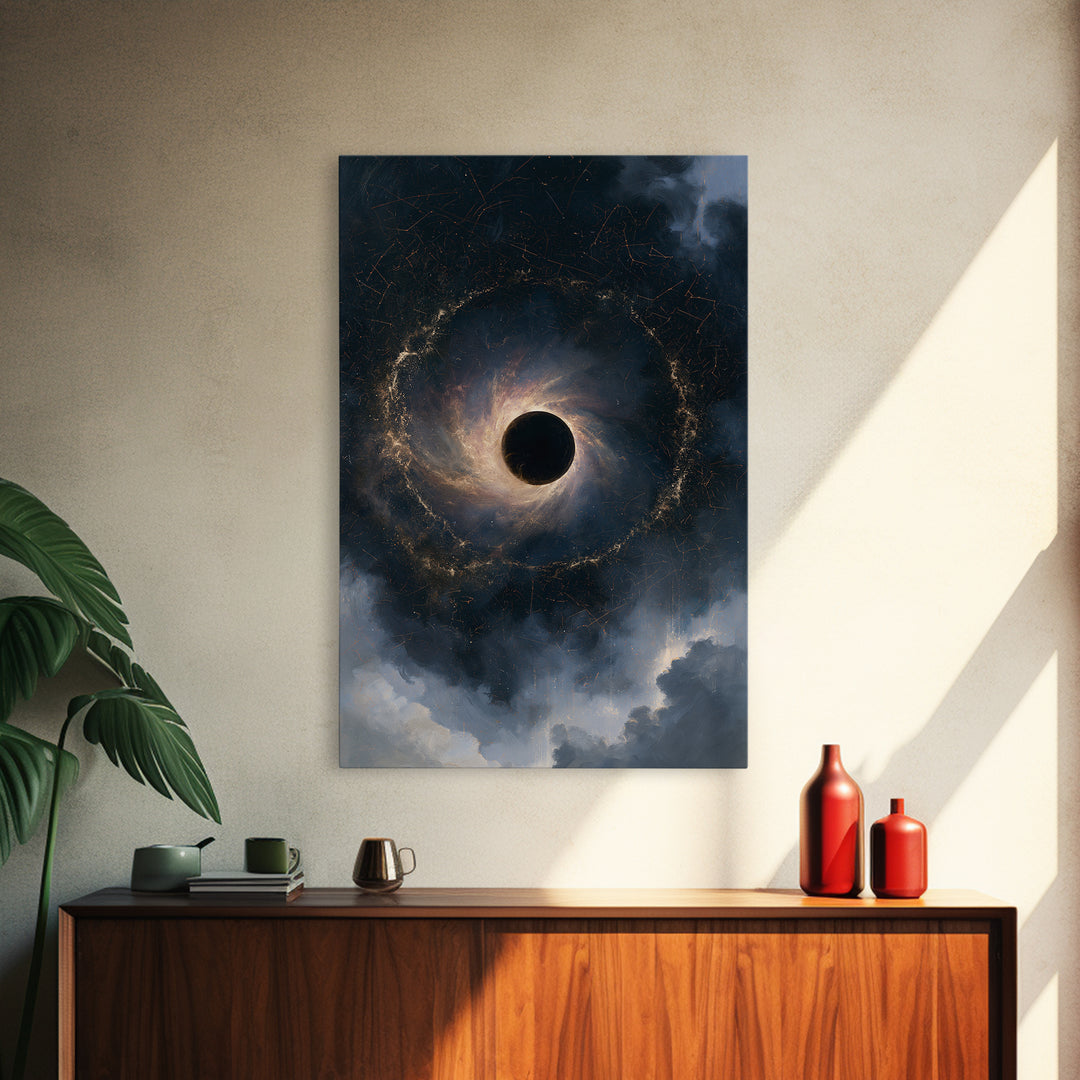 Black Hole with Radiant Accretion Ring Canvas Print, Space Art, Art Print, Spa Decor, Fine Art, Serenity, Modern Wall Art, SAR-2x3-15