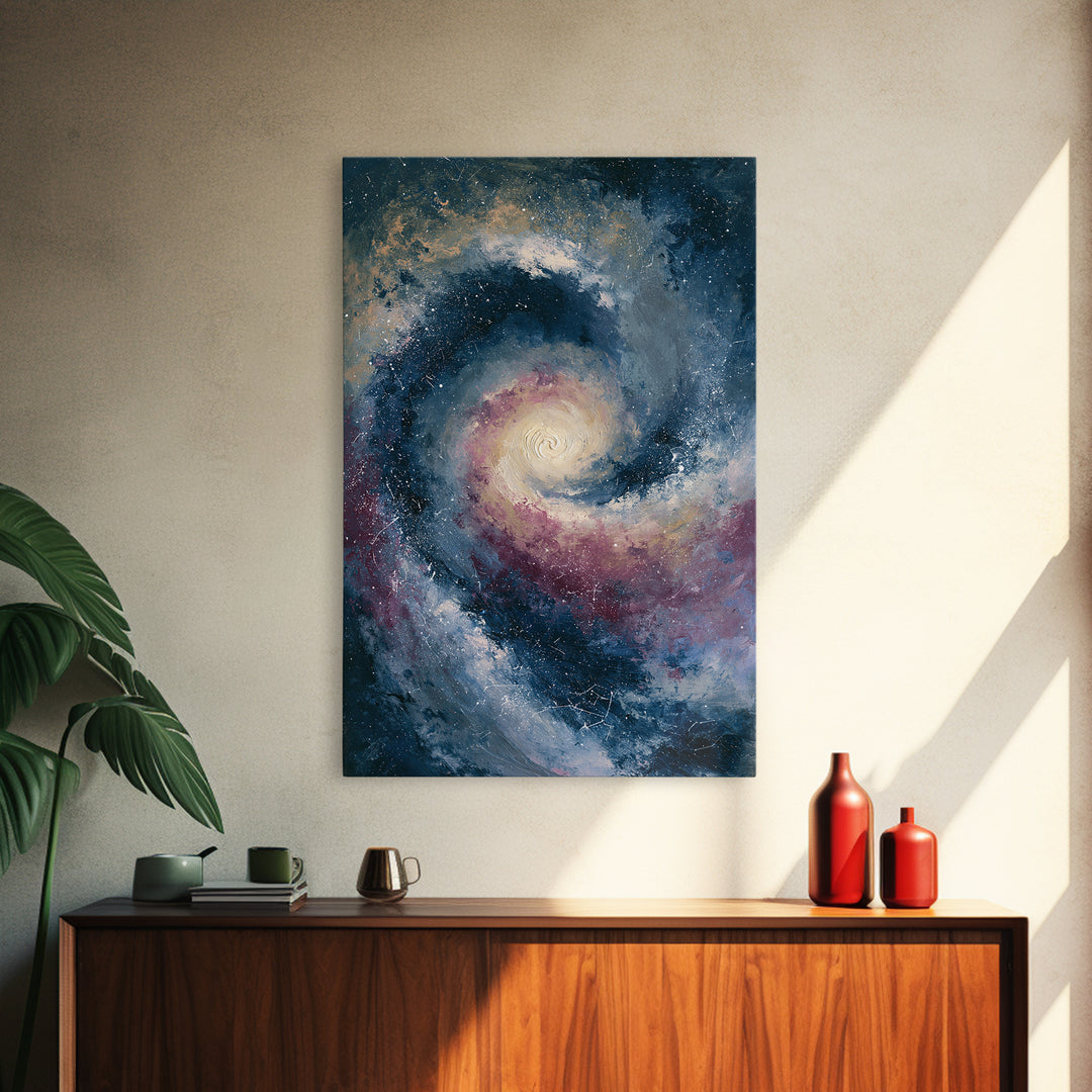 Galaxy Spiral in Jewel Tone Paint Canvas Print, Space Art, Custom Art, Spa Decor, Fine Art, Serenity, Contemporary Art, SAR-2x3-71