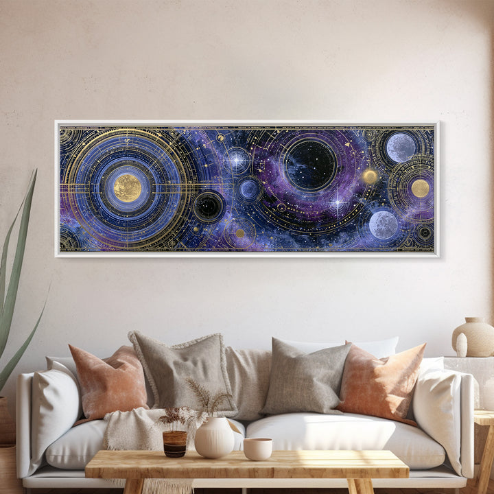 Solar System Arrangement Canvas Print, Space Art, Abstract Painting, Spa Decor, Fine Art, Serenity, Minimalist Decor, SAR-3x1-20