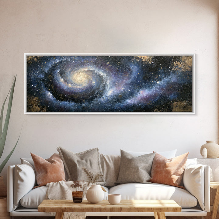 Galaxy Spiral in Jewel Tone Paint Framed Canvas Print, Space Art, Luxury Decor, Spa Decor, Fine Art, Serenity, Room Decor, SAR-3x1-7