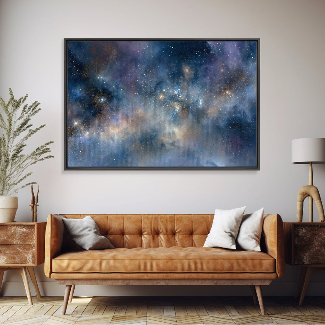 Distant Star Cluster Framed Canvas Print, Space Art, Statement Artwork, Spa Decor, Fine Art, Serenity, Wall Decor, Painting, SAR-3x2-24