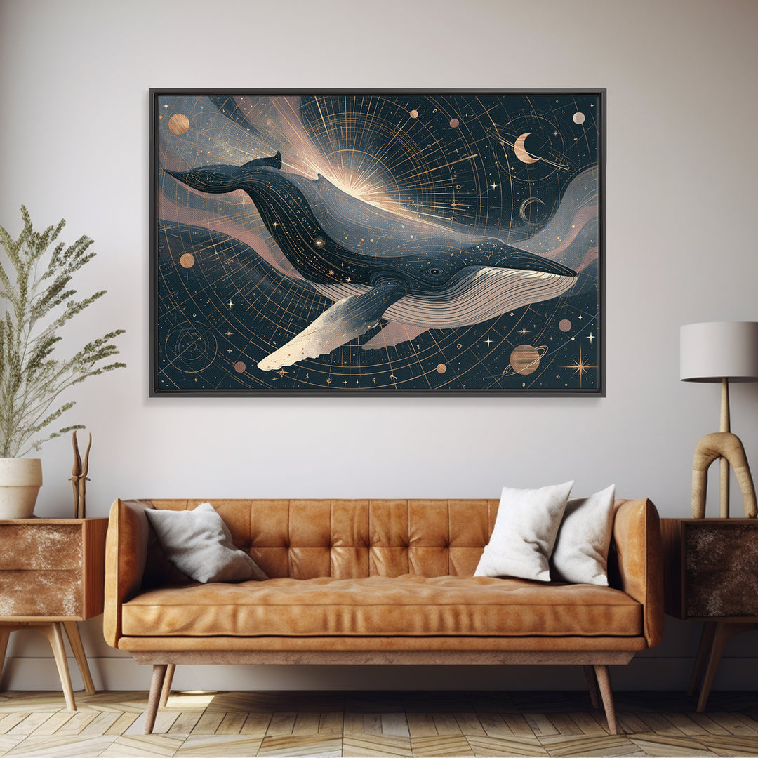 Space Whale Swimming Through Star Dust Canvas Print, Space Art, Canvas, Spa Decor, Fine Art, Serenity, Living Room Wall Art, SAR-3x2-84