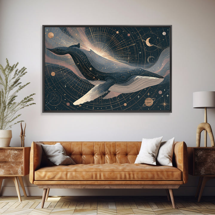 Space Whale Swimming Through Star Dust Canvas Print, Space Art, Canvas, Spa Decor, Fine Art, Serenity, Living Room Wall Art, SAR-3x2-84