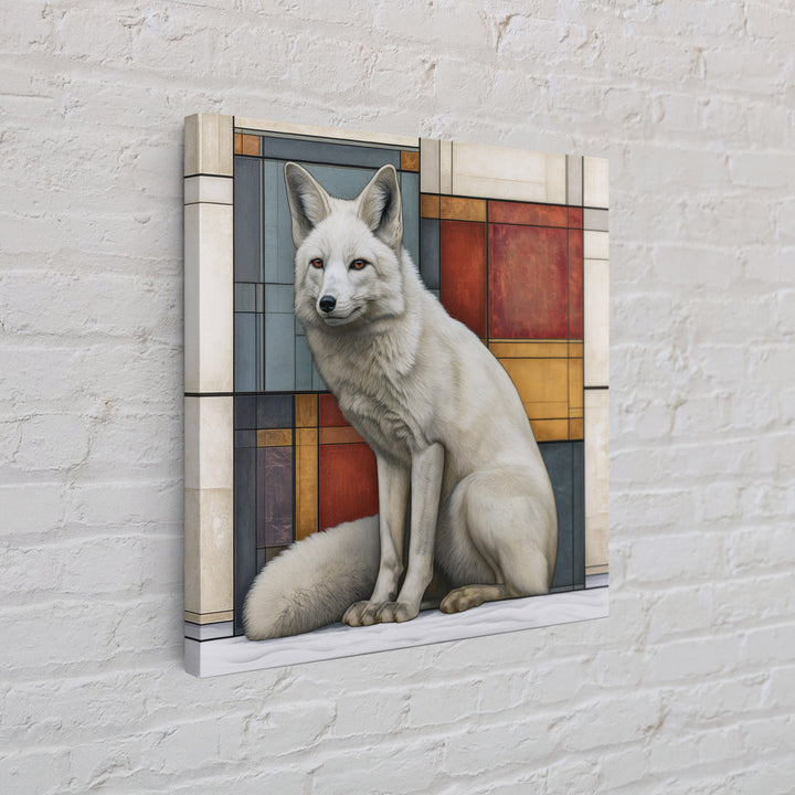 White Fox in Quiet Snow Framed Canvas Print, Scandinavian Art, Wall Decor, Living Room Decor, Fine Art, Nordic, Canvas Art, SCA-1x1-12