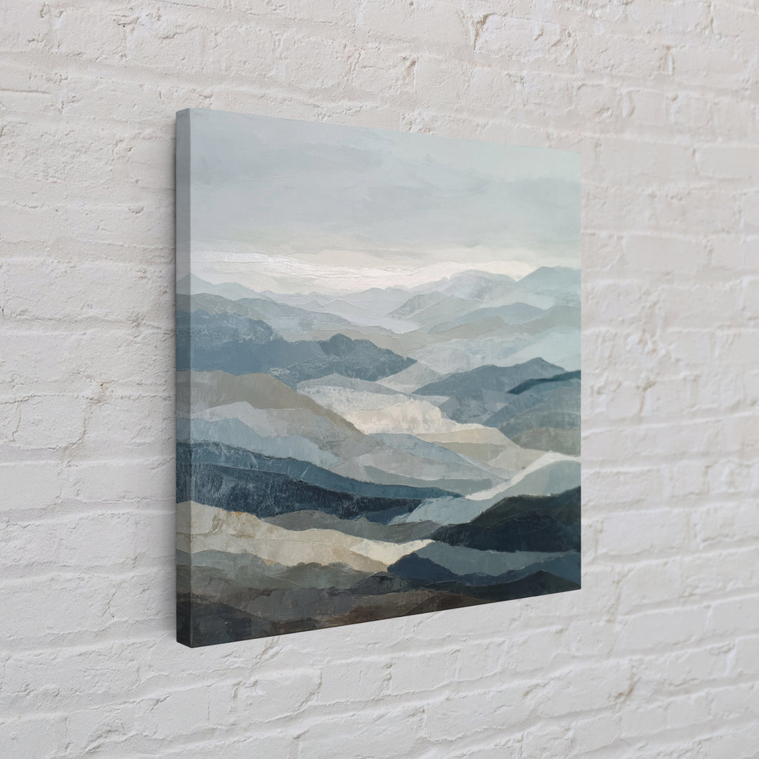 Minimal Fjord Landscape Framed Canvas Print, Scandinavian Art, Living Room Wall Art, Living Room Decor, Oil Painting, Nordic, SCA-1x1-2