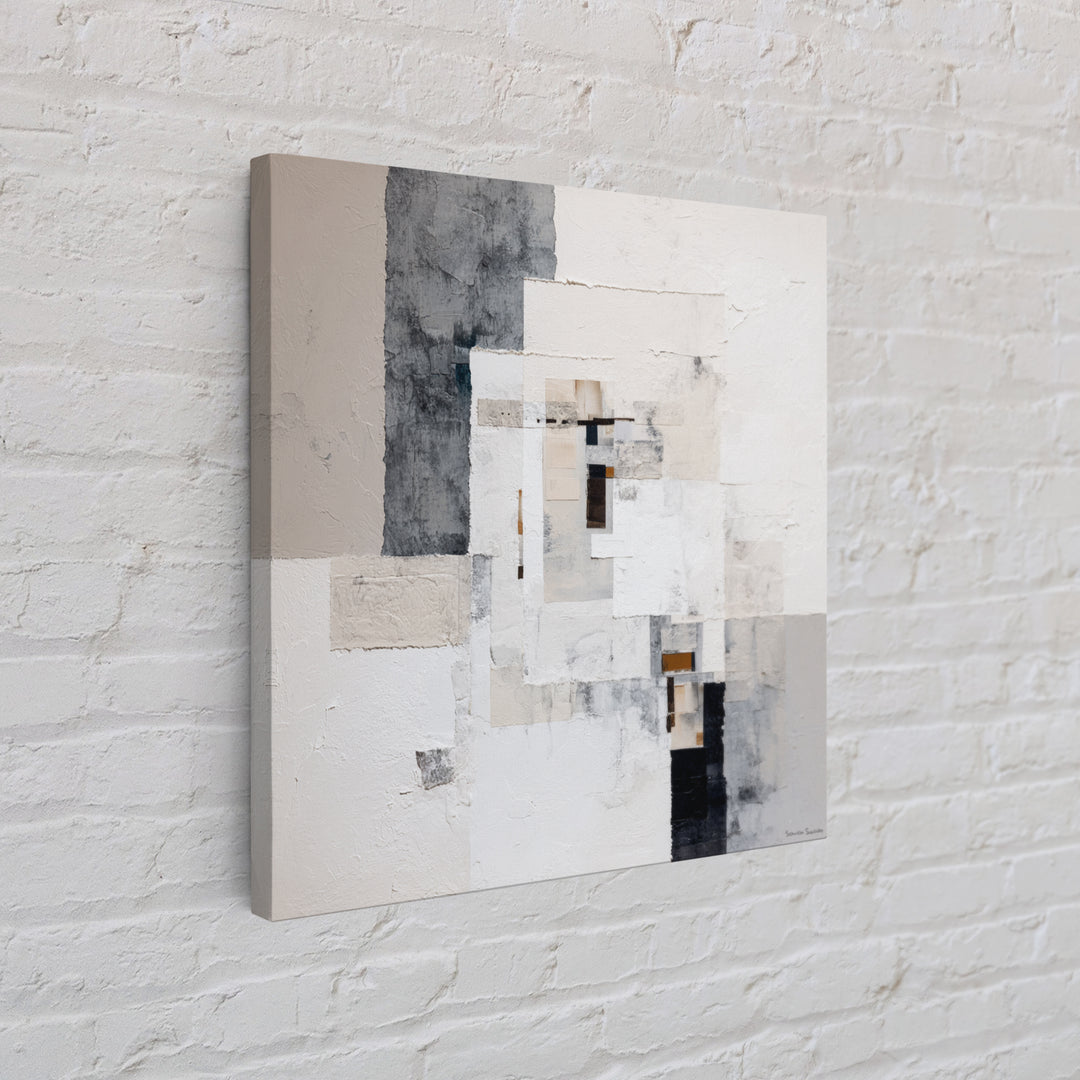 Soft Beige Geometric Abstraction Framed Canvas Print, Scandinavian Art, Abstract Wall Art, Living Room Decor, Fine Art, Nordic, SCA-1x1-27