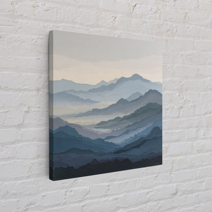 Muted Mountain Layers Framed Canvas Print, Scandinavian Art, Gallery Decor, Living Room Decor, Fine Art, Nordic, Home Decor, SCA-1x1-32