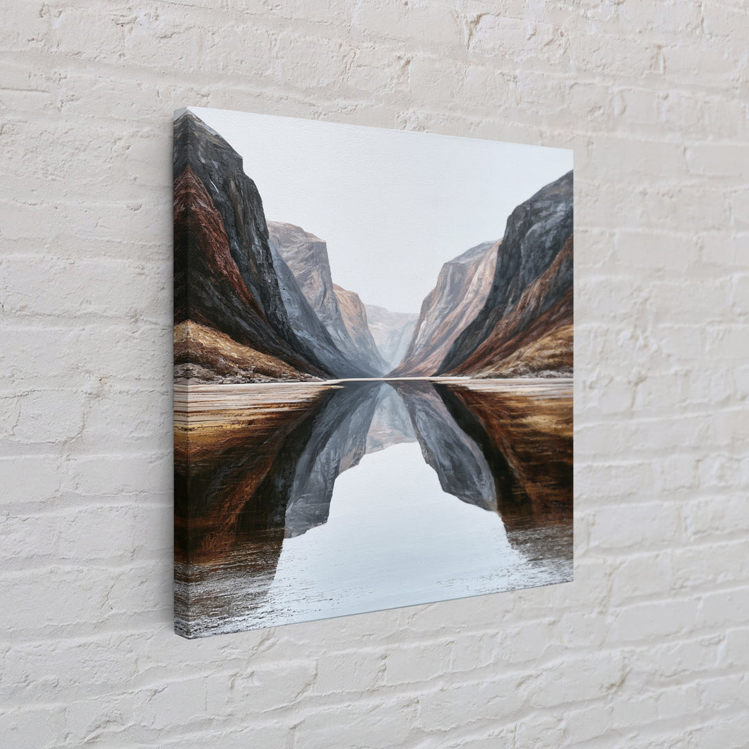 Minimal Fjord Landscape Canvas Print, Scandinavian Art, Neutral Decor, Living Room Decor, Fine Art, Nordic, Wall Decor, SCA-1x1-50