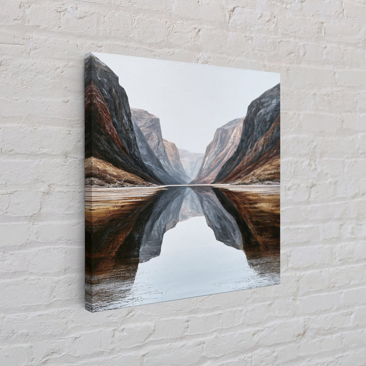 Minimal Fjord Landscape Canvas Print, Scandinavian Art, Neutral Decor, Living Room Decor, Fine Art, Nordic, Wall Decor, SCA-1x1-50
