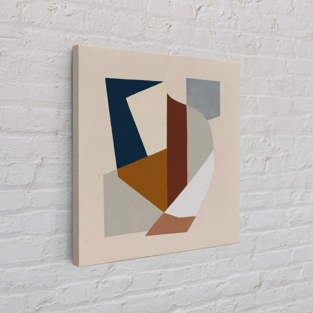 Soft Beige Geometric Abstraction Framed Canvas Print, Scandinavian Art, Gallery Decor, Living Room Decor, Abstract Art, Nordic, SCA-1x1-51