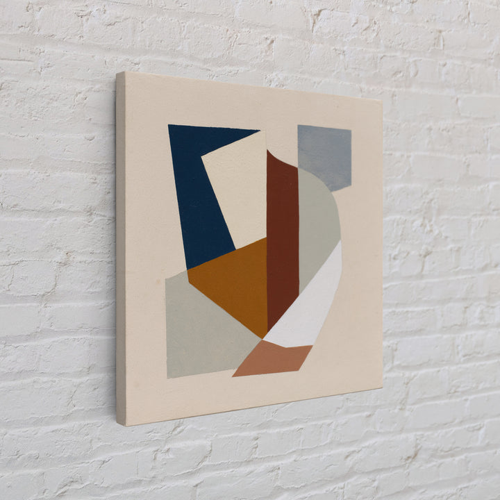 Soft Beige Geometric Abstraction Framed Canvas Print, Scandinavian Art, Gallery Decor, Living Room Decor, Abstract Art, Nordic, SCA-1x1-51