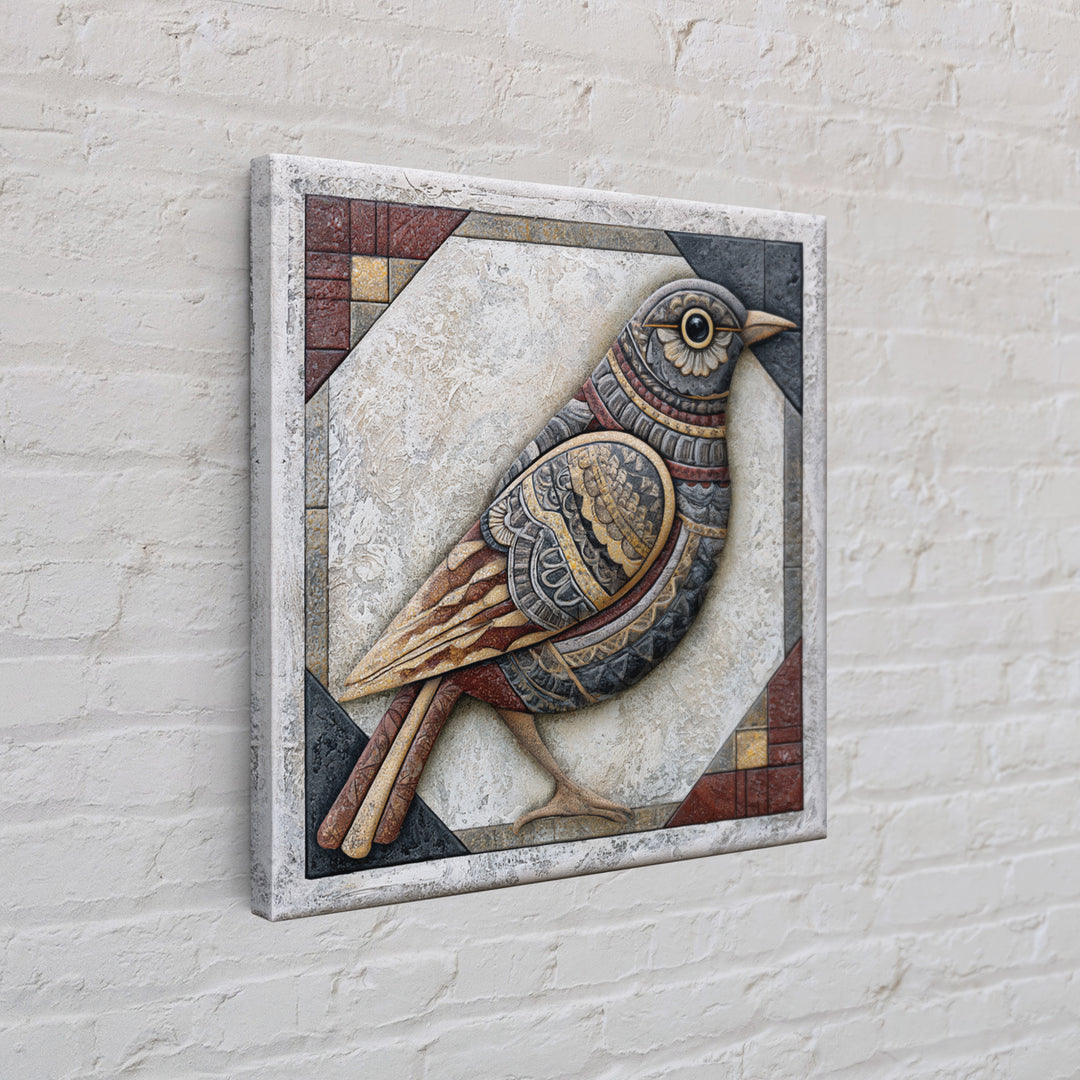 Nordic Folk Bird Canvas Print, Scandinavian Art, Modern Decor, Living Room Decor, Fine Art, Nordic, Wall Decor, Art Print, SCA-1x1-59