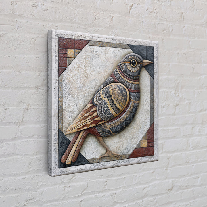 Nordic Folk Bird Canvas Print, Scandinavian Art, Modern Decor, Living Room Decor, Fine Art, Nordic, Wall Decor, Art Print, SCA-1x1-59