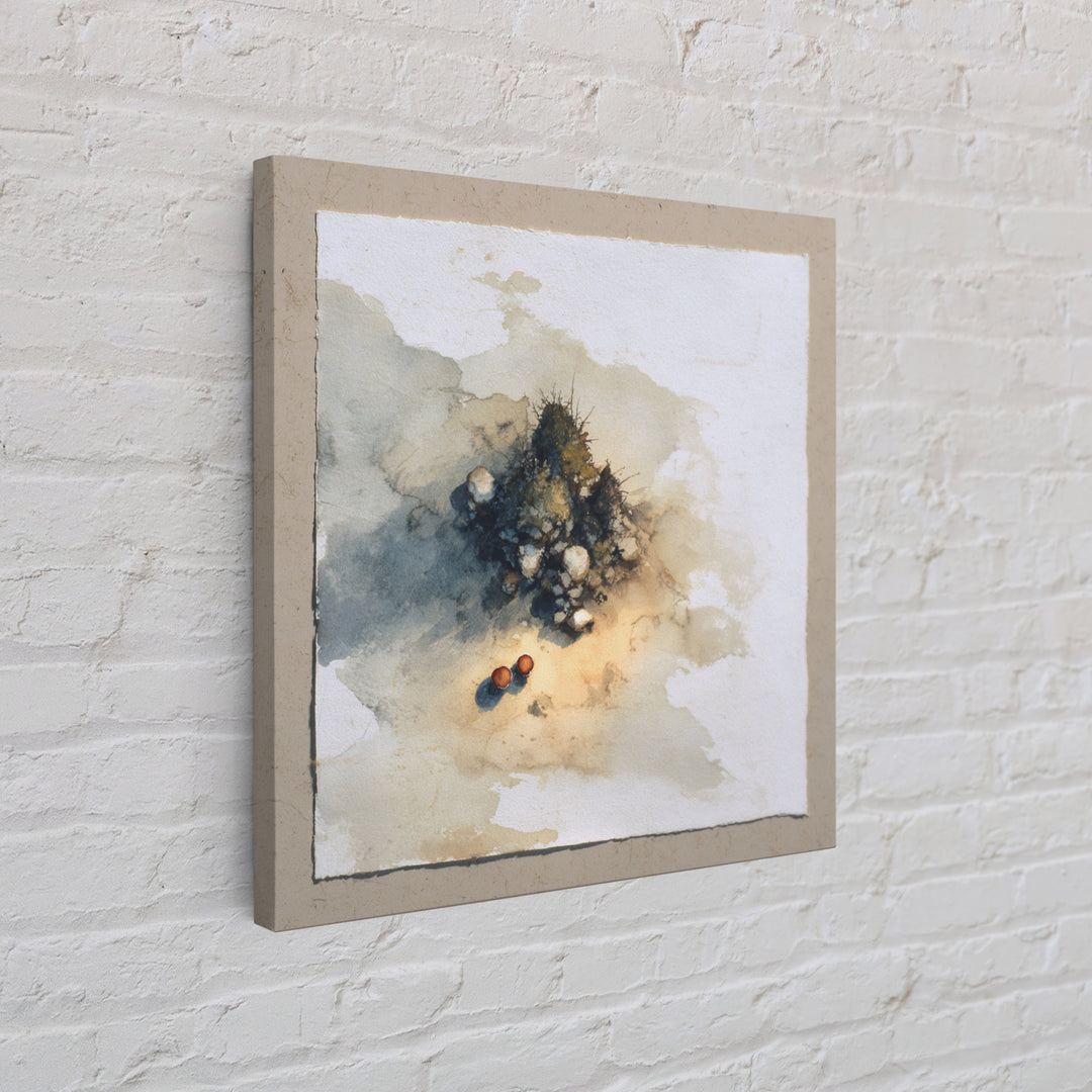 Winter Cabin Smoke Framed Canvas Print, Scandinavian Art, Scandinavian, Living Room Decor, Abstract Art, Nordic, Wall Art, SCA-1x1-66