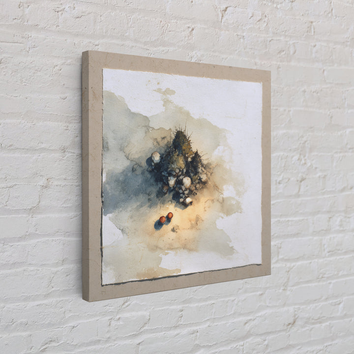Winter Cabin Smoke Framed Canvas Print, Scandinavian Art, Scandinavian, Living Room Decor, Abstract Art, Nordic, Wall Art, SCA-1x1-66