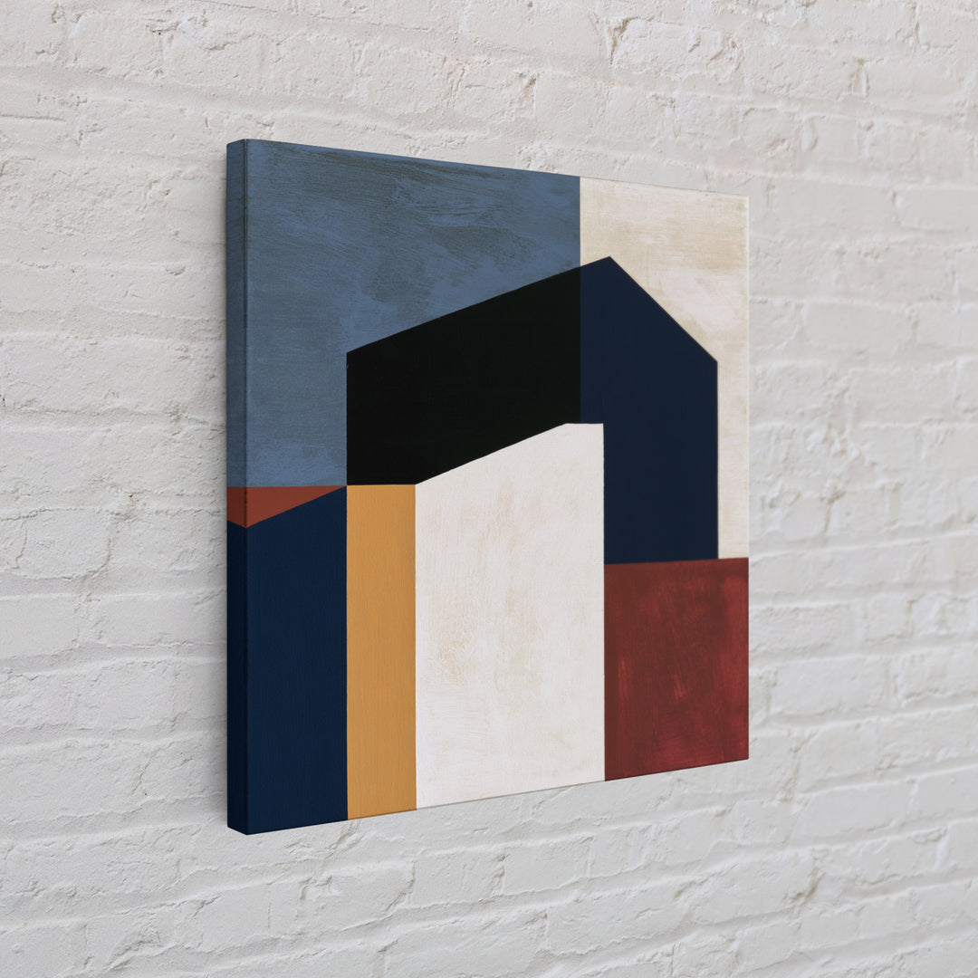 Simple Black House Shape Framed Canvas Print, Scandinavian Art, Room Decor, Living Room Decor, Nordic, Mid Century Modern, SCA-1x1-79