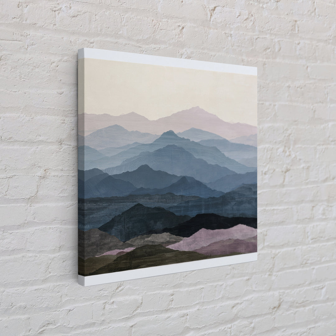 Muted Mountain Layers Framed Canvas Print, Scandinavian Art, Statement Artwork, Living Room Decor, Fine Art, Nordic, Art Print, SCA-1x1-80