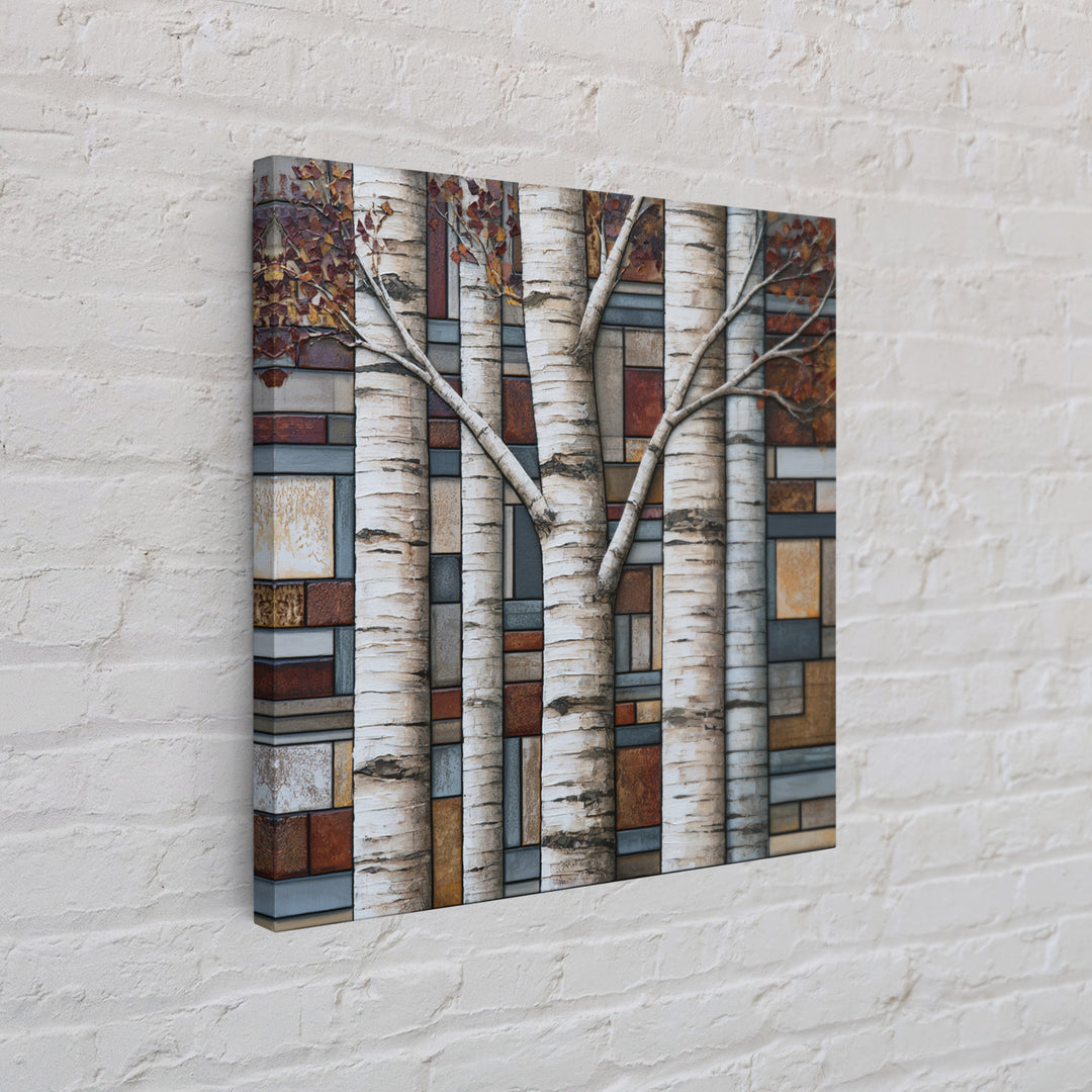 Birch Tree Trunks Canvas Print, Scandinavian Art, Minimalist Decor, Living Room Decor, Fine Art, Nordic, Oil Painting, SCA-1x1-9