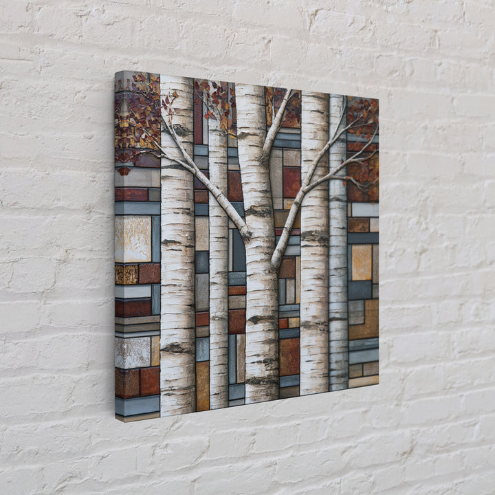 Birch Tree Trunks Canvas Print, Scandinavian Art, Minimalist Decor, Living Room Decor, Fine Art, Nordic, Oil Painting, SCA-1x1-9