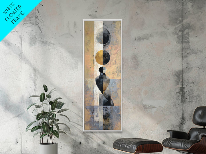 Soft Beige Geometric Abstraction Framed Canvas Print, Scandinavian Art, Modern Wall Art, Living Room Decor, Fine Art, Nordic, SCA-1x3-15