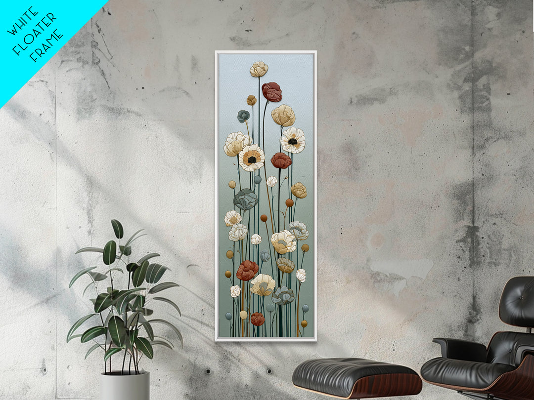 Minimal Meadow Flowers Canvas Print, Scandinavian Art, Neutral Decor, Living Room Decor, Oil Painting, Nordic, Wall Decor, SCA-1x3-22
