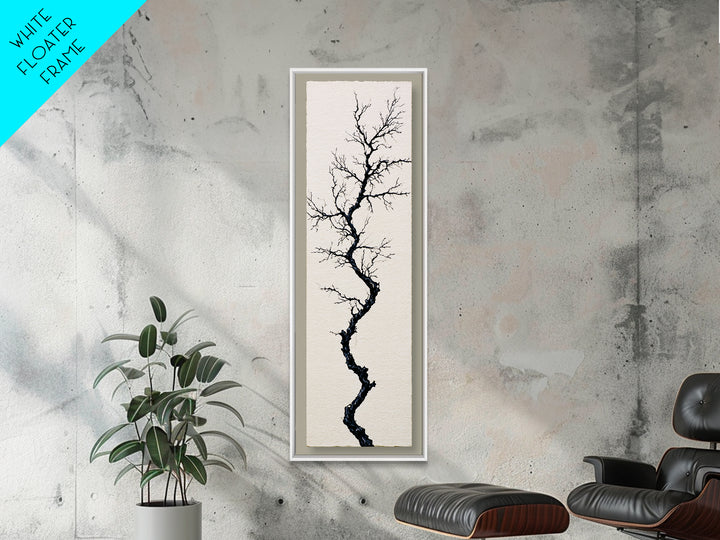 Single Black Branch on Warm White Background Canvas Print, Scandinavian Art, Wall Hanging, Living Room Decor, Watercolor Art, SCA-1x3-32