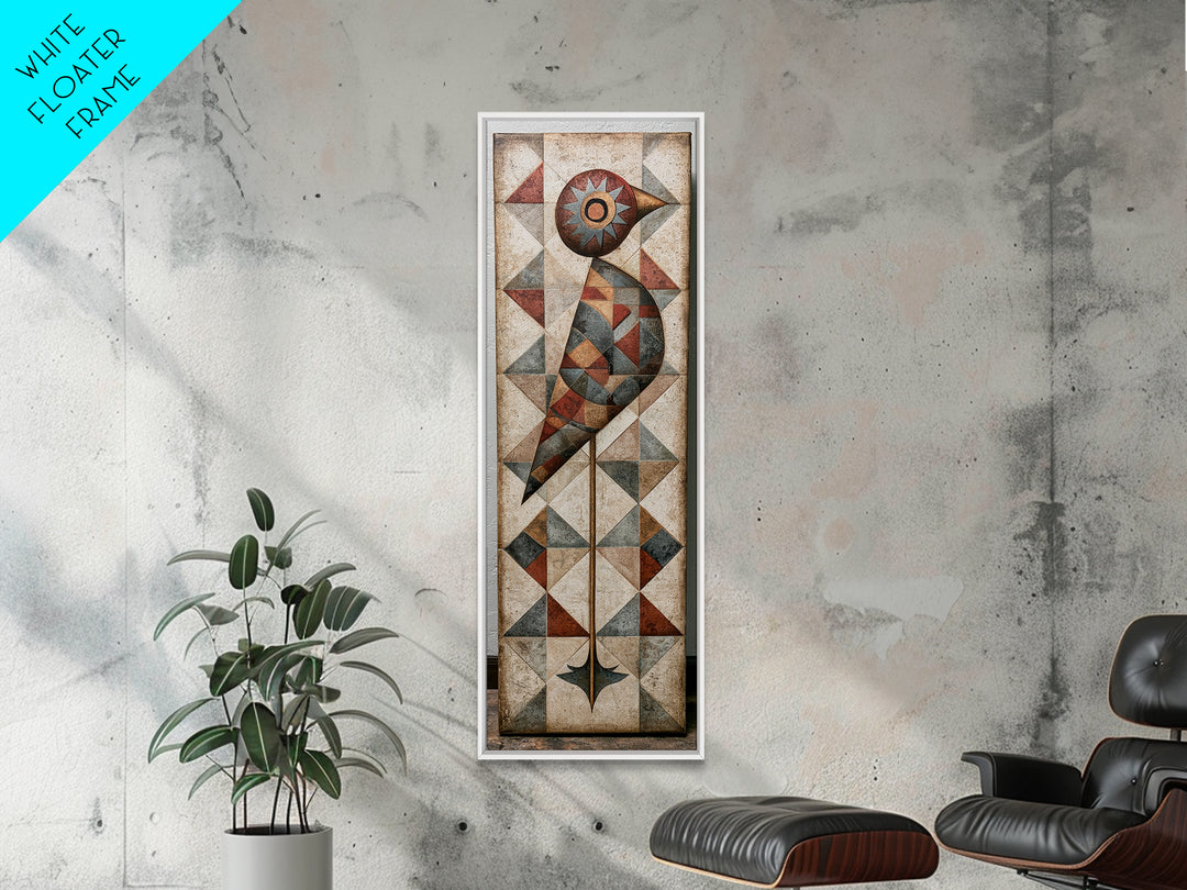 Nordic Folk Bird Framed Canvas Print, Scandinavian Art, Scandinavian, Living Room Decor, Fine Art, Nordic, Wall Art, Home Decor, SCA-1x3-47