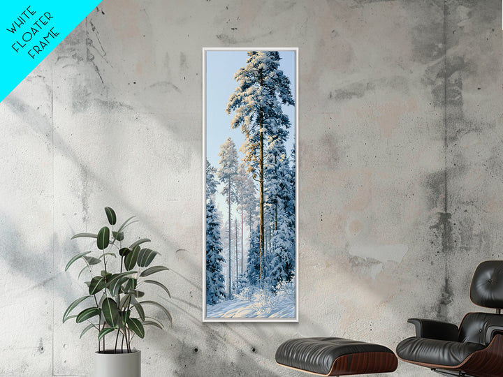 Snowy Nordic Forest Framed Canvas Print, Scandinavian Art, Digital Wall Art, Living Room Decor, Fine Art, Nordic, Boho Decor, SCA-1x3-61