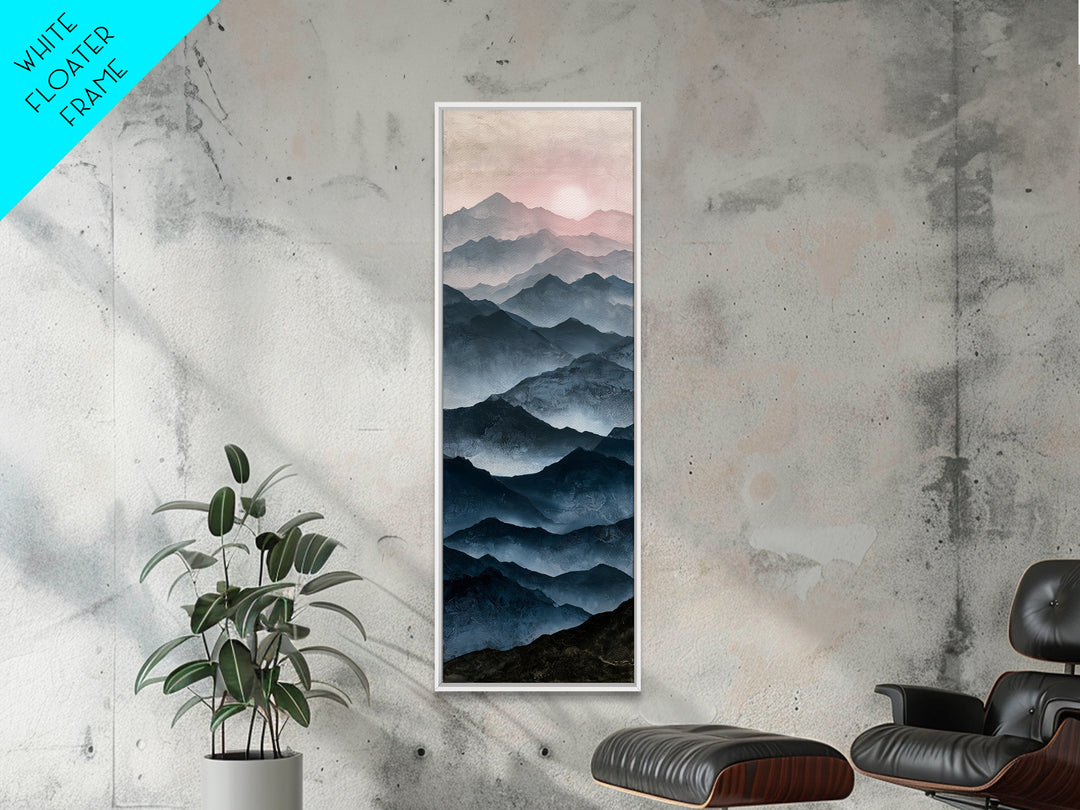 Muted Mountain Layers Canvas Print, Scandinavian Art, Floral Wall Art, Living Room Decor, Fine Art, Nordic, Minimalist Decor, SCA-1x3-68
