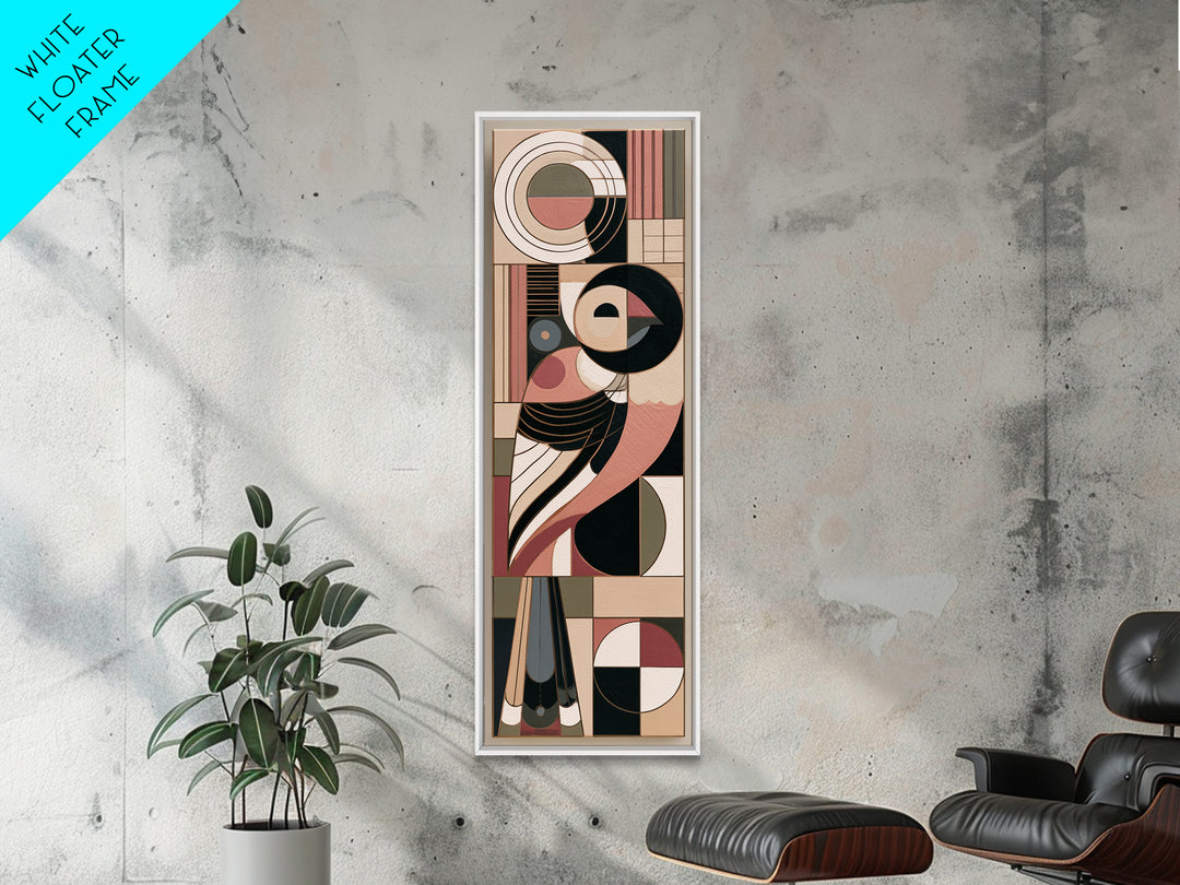 Nordic Folk Bird Framed Canvas Print, Scandinavian Art, Contemporary Art, Living Room Decor, Fine Art, Nordic, Digital Wall Art, SCA-1x3-71