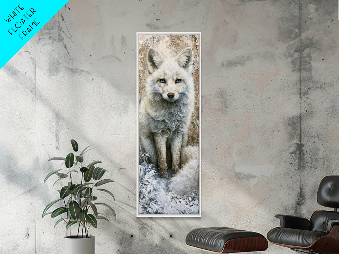 White Fox in Quiet Snow Canvas Print, Scandinavian Art, Modern Art, Living Room Decor, Fine Art, Nordic, Contemporary Art, SCA-1x3-72