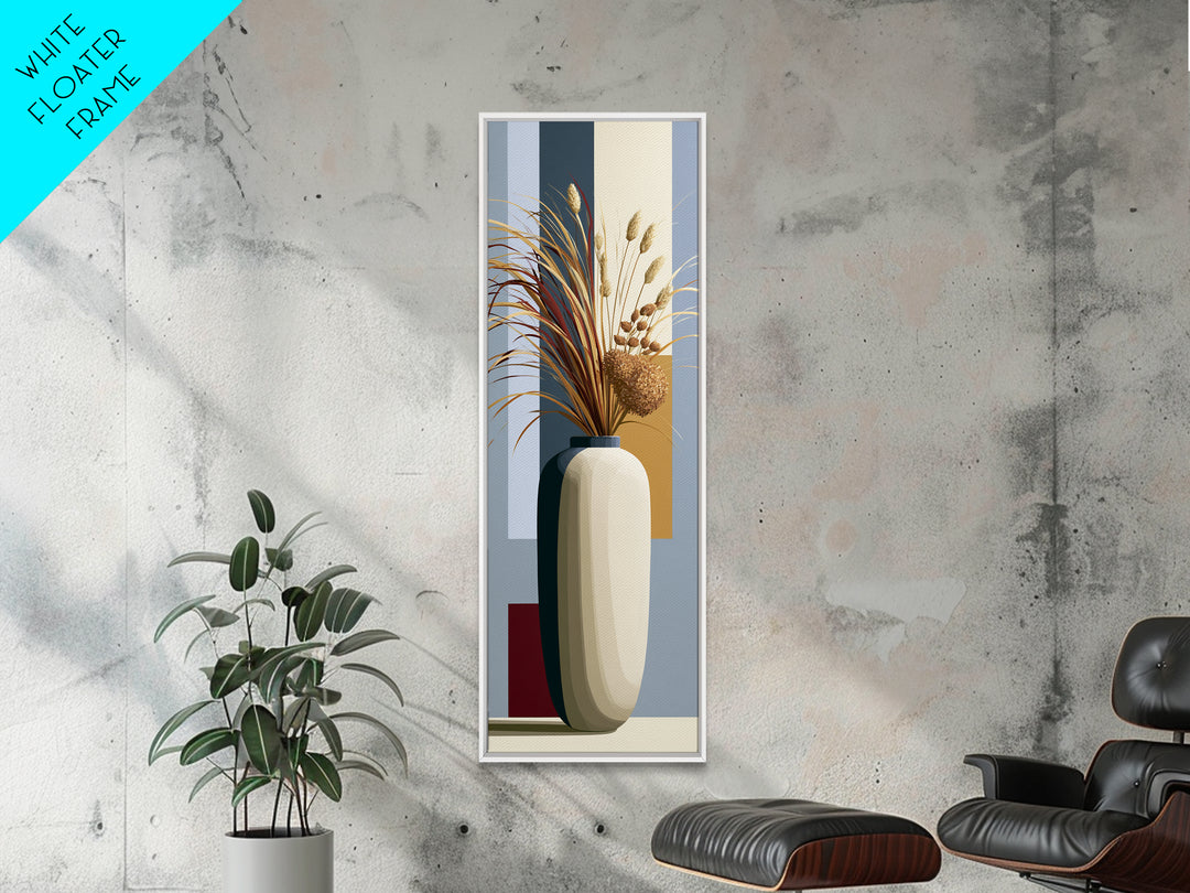Ceramic Vase with Dried Grasses Canvas Print, Scandinavian Art, Boho Wall Art, Living Room Decor, Nordic, Modern Decor, SCA-1x3-73