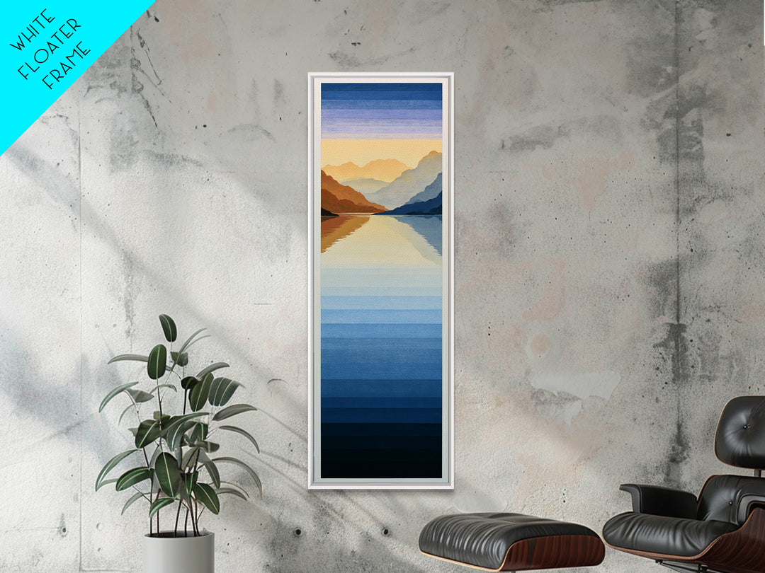 Minimal Fjord Landscape Canvas Print, Scandinavian Art, Art Print, Living Room Decor, Fine Art, Nordic, Farmhouse Decor, SCA-1x3-86