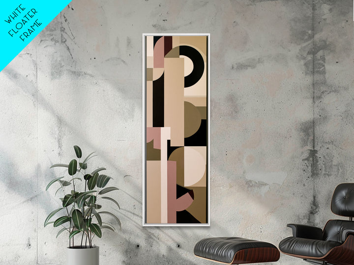 Soft Beige Geometric Abstraction Framed Canvas Print, Scandinavian Art, Wall Decor, Living Room Decor, Abstract Art, Nordic, SCA-1x3-87