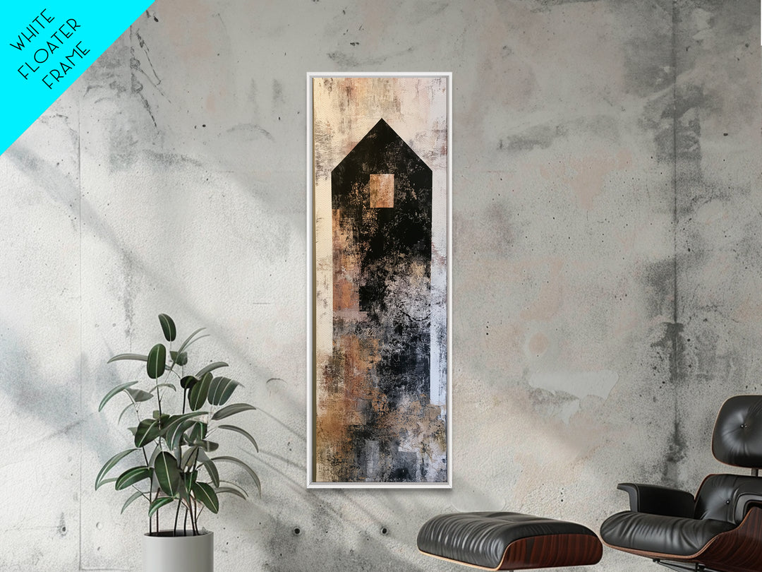 Simple Black House Shape Framed Canvas Print, Scandinavian Art, Decor, Living Room Decor, Fine Art, Nordic, Printable Art, SCA-1x3-91