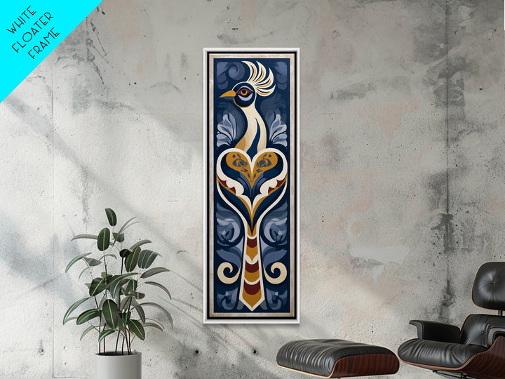Nordic Folk Bird Canvas Print, Scandinavian Art, Art Print, Living Room Decor, Nordic, Farmhouse Decor, Abstract Wall Art, SCA-1x3-95